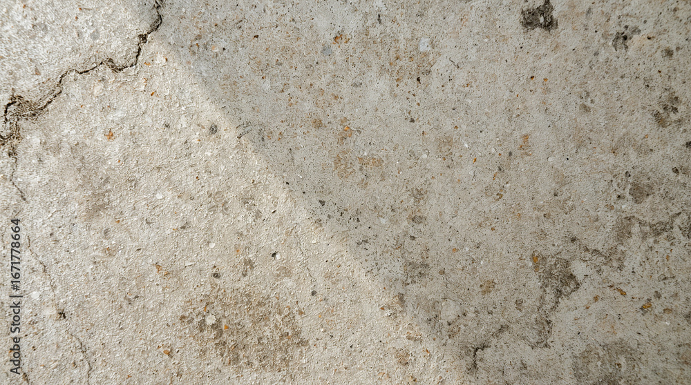 Poster close-up view of a textured concrete surface with subtle cracks and imperfections, displaying a roug
