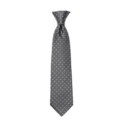 Elegant gray tie with subtle white polka dots, isolated on white background