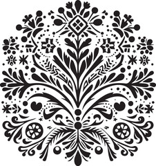 Fototapeta premium Ornate botanical vector design featuring symmetrical stencil for laser cutting