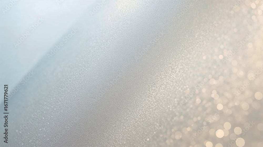 Poster a soft, textured background with a diagonal gradient from a light blueish-grey to a shimmering, boke