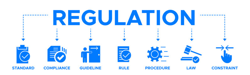 Regulation banner web icon vector illustration concept with icon of standard, compliance, guideline, rule, procedure, law and constraint.