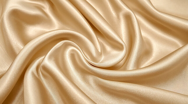 Luxurious gold silk fabric with soft, flowing folds and highlights, creating an elegant and sophisticated texture. Perfect for fashion, decor, or special occasions.