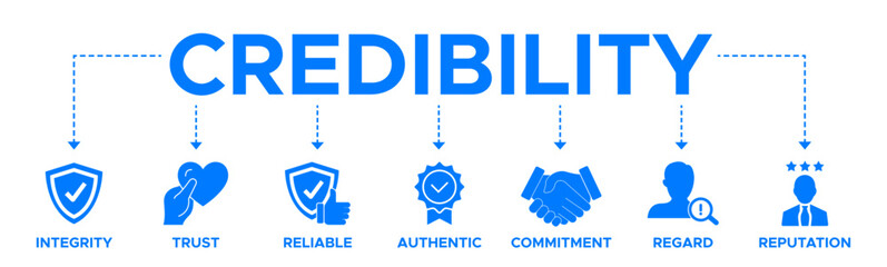 Credibility banner website icon vector illustration concept with icon of integrity trust reliable authentic commitment regard and reputation