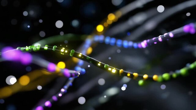 Color-coded genetic markers highlighting identified mutations in DNA strands