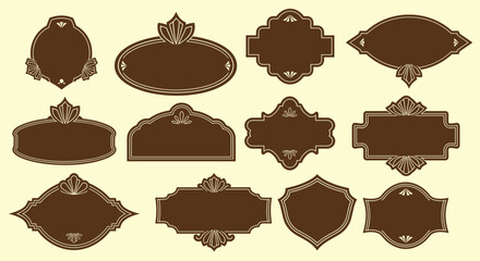 Ornamental Vintage Label Vector Set for Packaging and Branding