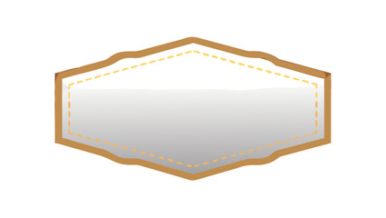 Isolated decorative badge with a brown border and dotted yellow line on a white background graphic art