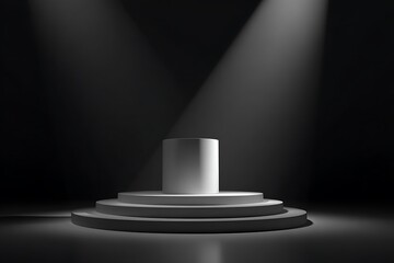 Obraz premium Minimalist stage illuminated by spotlight ready for product presentation or award ceremony