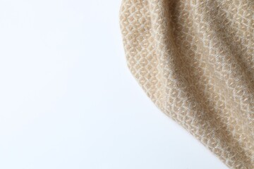 Beige warm blanket with waves, top view