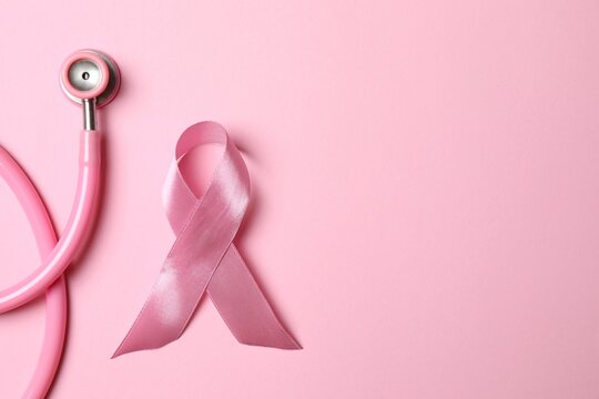 Top view photo of pink stethoscope on isolated pastel pink background - Powered by Adobe