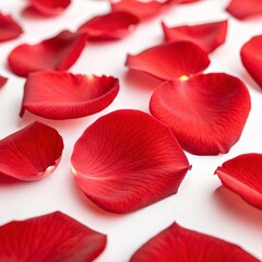 Red Rose Petals Isolated on White Background