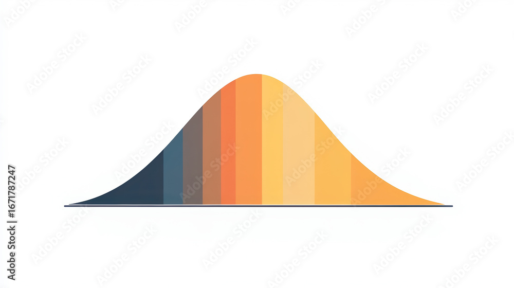 Poster a gradient curve displaying a bell-shaped distribution, transitioning from dark to light colors