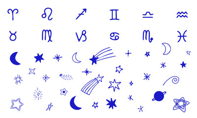 Astrology and Celestial Symbols Vector Set