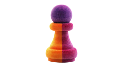 Vibrant colorful chess pawn game piece abstract strategy object isolated on white background