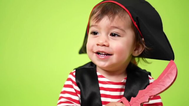 Adorable Little Explorer A Cute Pirate Baby Ready for a Swashbuckling Adventure on the High Seas, Filled with Discovery and Playful Fantasy