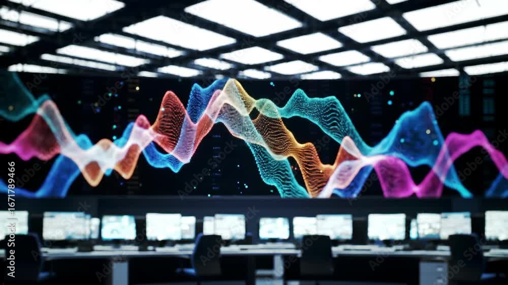 Poster abstract data waves visualization in modern control room setup