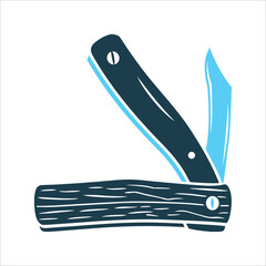 Stylized Folding Knife Illustration on White Brauchers Knife A simple folding knife used in healing rituals