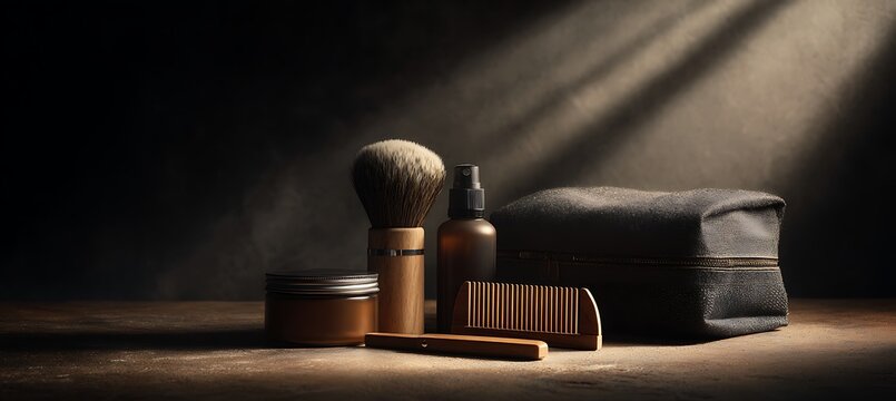 Premium grooming kit for men shaving brush comb oil and bag for travel or home use personal care accessories