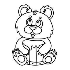 Cute bear coloring page for kids with simple and fun design.