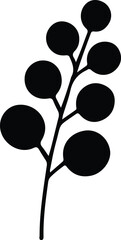 Vector Branch with round leaves botanical simple silhouette Illustrator