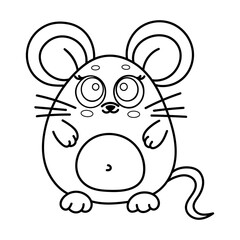 Cute mouse line art for kids' coloring books and educational activities.