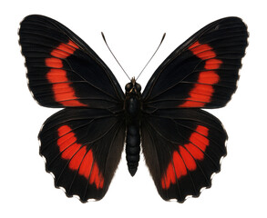 Butterfly with symmetrical black and red wing patterns