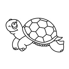 Adorable turtle cartoon outline perfect for coloring activities.