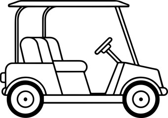golf cart outline vector illustration line art