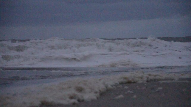 Dark skies and heavy waves, Hurricane Erin approaching Ship Bottom, NJ
