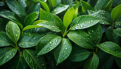 Fototapeta premium close up of lush green leaves with vibrant texture and detail