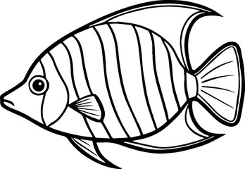 Obraz premium emperor angelfish outline vector illustration line art