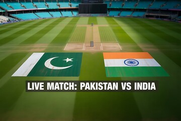 Witness the epic Pakistan versus India cricket rivalry unfold on a vibrant green stadium pitch, a moment of intense sporting passion and national pride captured live