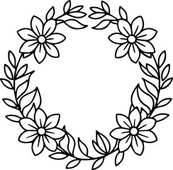 floral wreath outline vector illustration line art