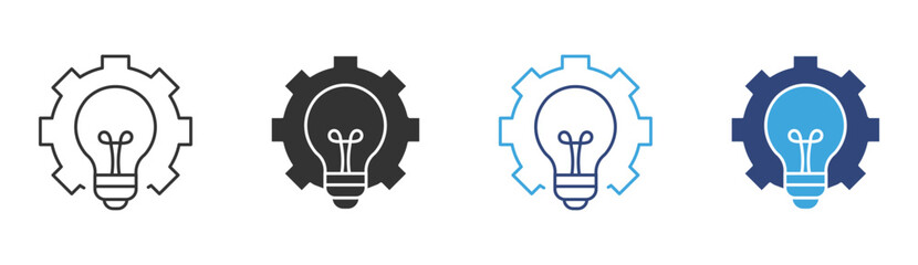Bulb in gear  icon set in outline and flat style , Innovation Icon , vector illustration. 