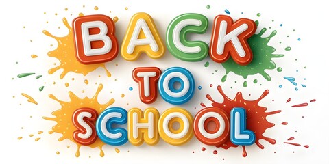 Colorful Back to School Text in Rainbow Colors with Splashes