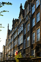 The Holy Spirit street (polish: Ducha Swietego) in Gdansk, Poland. Sunset time