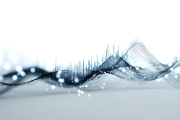 Captivating abstract digital waveform with dynamic blue lines and glowing bokeh lights, representing data flow and connectivity in modern technology.