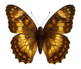 Butterfly with gold and brown patterned wings