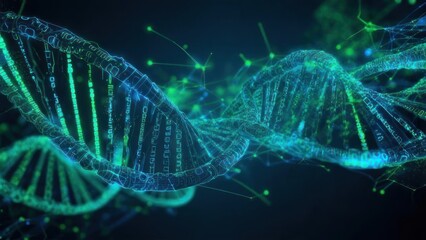 Abstract DNA helix with digital elements
