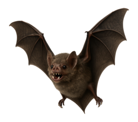 Vampire bat with small, sharp teeth