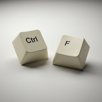 Two computer keyboard keys control and f representing the search function and finding information