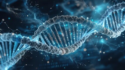 Abstract DNA helix with digital overlay