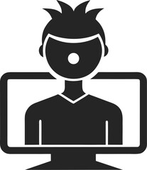 Computer vision silhouette vector icon on white background