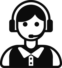 Virtual assistant silhouette vector icon on white background
