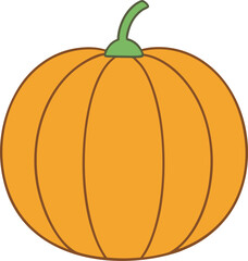 A Simple, Stylized Illustration of a Bright Orange Pumpkin with a Green Stem