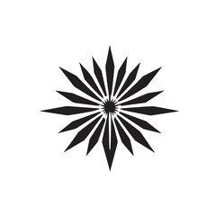 Obraz premium Vector art of a striking black silhouette of a starburst or flowerlike geometric pattern, isolated on a, representing energy and symmetry