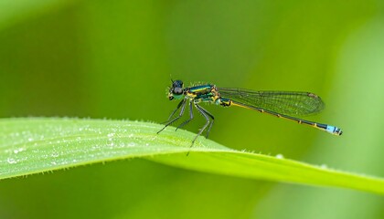 Naklejka premium Colorful dragonfly on a leaf