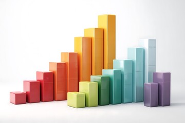 Dynamic color bar graph visually representing growth and progress towards financial success and business expansion