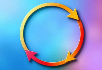 Circular arrows indicating continuous process, cycle, or loop, recycle, system
