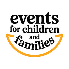 A friendly and simple logo for 'events for children and families' with a smile. A clean and modern design for family-friendly activities vector illustration.