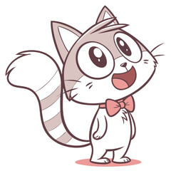 Cute Cartoon Cat with Hearts &ndash; Adorable Vector Illustration for Kids and Lovers